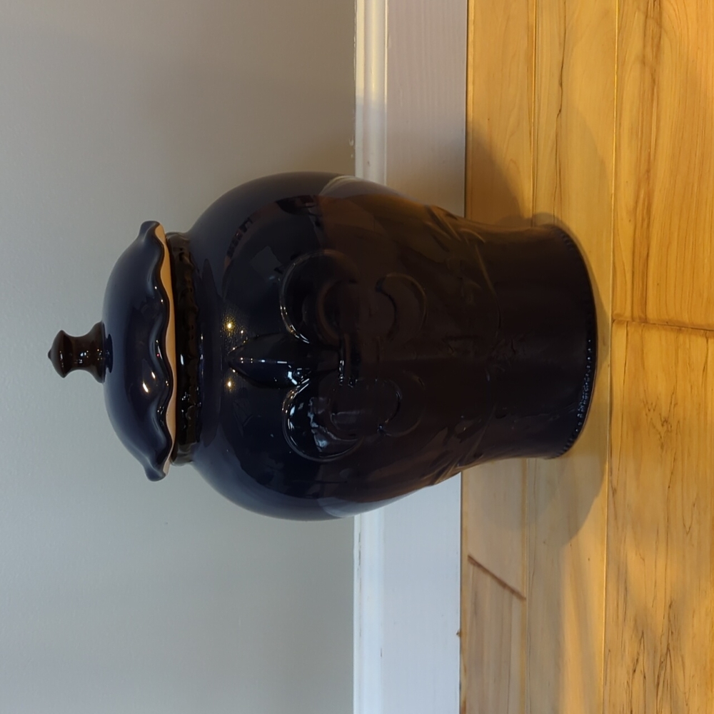 Blue Fleur De Lis Cookie Jar